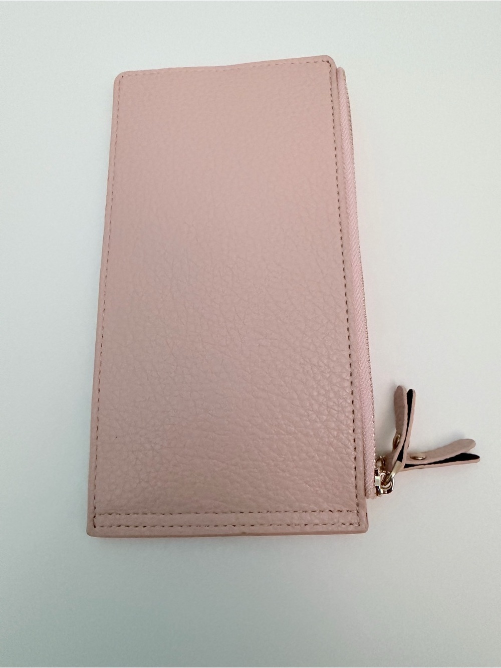 VILA Blush Pink Zip Wallet with Gold Accent